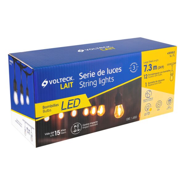 Serie de 7.3 m con 12 luces de LED para exterior, Volteck 49992